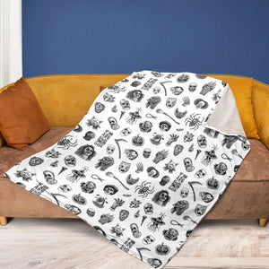 Cult Horror Characters Cryptkeeper Beetlejuice Chucky Fears of a clown Fleece Blanket