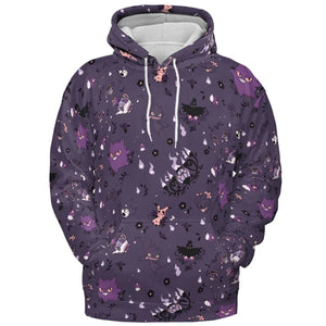 Pokemon Ghost-typen Gengar Banette Litwick Mismagius All-over Print Hoodie