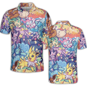 Evolutionary line of Eevee Pokemon AOP Men/Women Polo Shirt