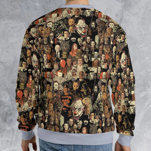 Horror Movie Characters Halloween Pattern All-over Print Sweatshirt