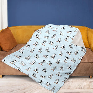 Moo Yoga Pattern Fleece Blanket