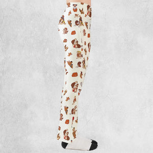 Famous Cartoon Characters in Brown Flare Leggings