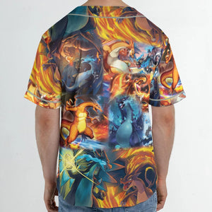 Charizard Ice Fire Dragon Combat Unisex Baseball Jersey