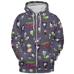 Invader Zim Pattern All-over Print Hoodie