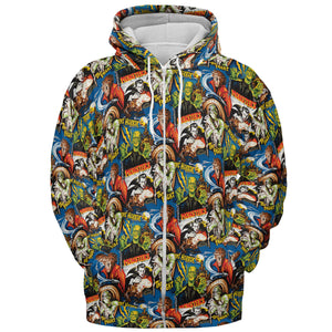 The Horror The Fright Dracula Frankenstein The Wolfman Monster Universal Pattern All-over Print Hoodie