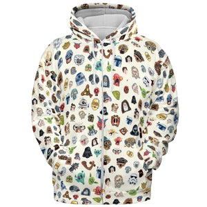 Star Wars Collage Pattern All-over Print Hoodie