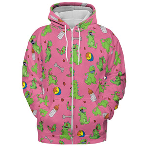 Rugrats Reptar Pattern All-over Print Hoodie