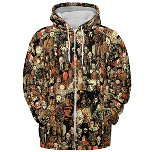 Horror Movie Characters Halloween Pattern All-over Print Hoodie