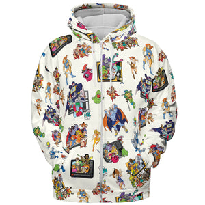 80s Famous Cartoon Characters Pattern All-over Print Hoodie