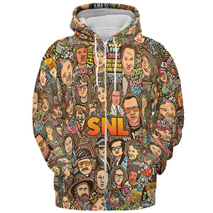 Blues Brothers Waynes World Coneheads SNL Characters All-over Print Hoodie