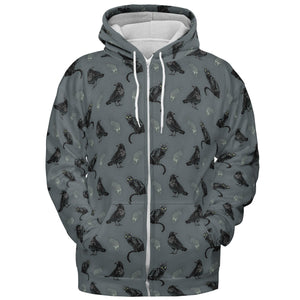 Cat and Raven Edgar Allan Poe Pattern All-over Print Hoodie
