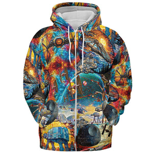 Spaceships Death Star Suncatcher Glass All-over Print Hoodie