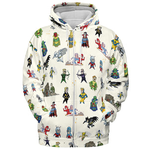Chillin' and Battle Marvel vs DCU All-over Print Hoodie
