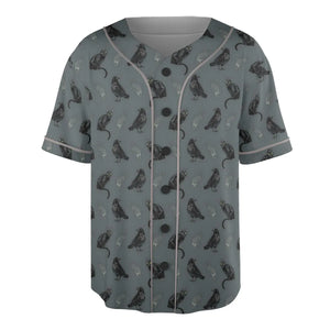 Cat and Raven Edgar Allan Poe Pattern Unisex Baseball Jersey