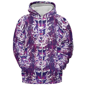 Ghostly Evolution Ghastly Haunter Gengar Pokemon Hawaiian All-over Print Hoodie