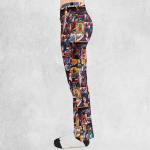 Retro Scenes Mia Wallace Vincent Vega Jules Winnfields Pulp Fiction Flare Leggings