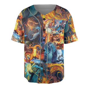 Charizard Ice Fire Dragon Combat Unisex Baseball Jersey