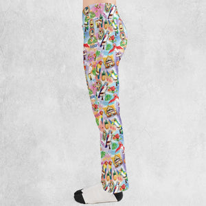 Tiki Room With Orange Bird Flare Leggings
