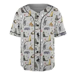 Cat the Gamer Pattern Unisex Baseball Jersey
