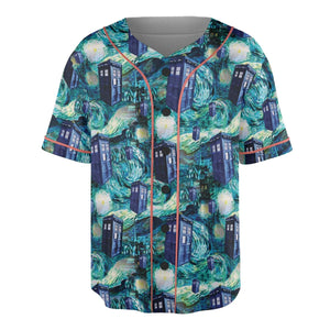 Tardis Starry Night Doctor Who Unisex Baseball Jersey