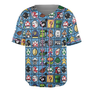 Mario Pixel Super Mario Pattern Unisex Baseball Jersey