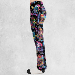 Retro Horror Characters Halloween Flare Leggings
