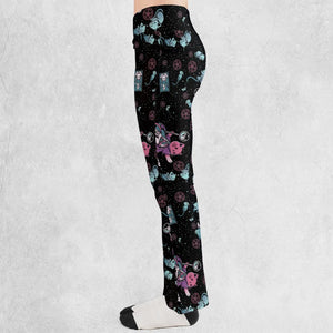 Necromancer Cat Pattern Flare Leggings