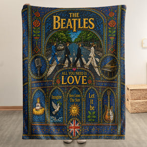The Beatles Abbey Road Sherpa Blanket Yellow Submarine Stained Glass Blanket