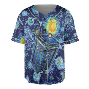 Tardis Starry Night Doctor Who Unisex Baseball Jersey