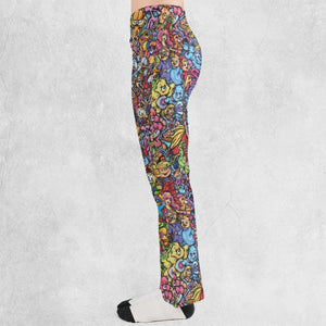 80s Throwback Cartoon Pattern Flare Leggings