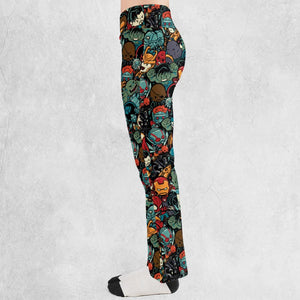 Marvelous Chibi Characters Pattern Flare Leggings