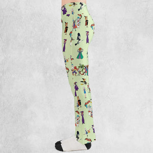 Witches Cartoon Characters Flare Leggings