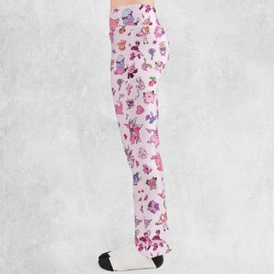 Team Pink Pokemon Pattern Flare Leggings