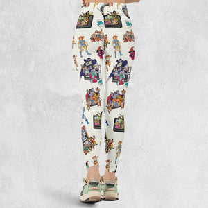 80s Famous Cartoon Characters Pattern Legging