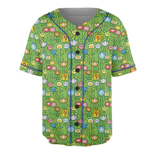 8bit Flower Garden Super Mario Pattern Unisex Baseball Jersey