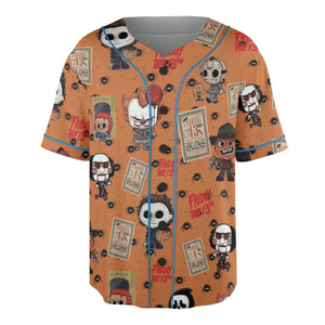 Chibi Horror Characters Unisex Baseball Jersey
