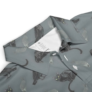 Cat and Raven Edgar Allan Poe Pattern AOP Men/Women Polo Shirt