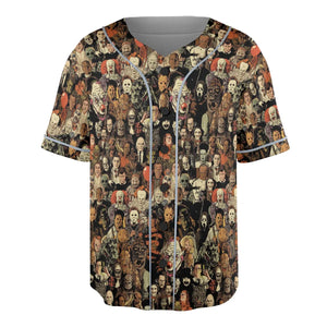 Horror Movie Characters Halloween Pattern Unisex Baseball Jersey