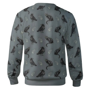 Cat and Raven Edgar Allan Poe Pattern Cardigan