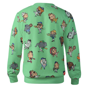 Baseball Mascot Pattern Cardigan