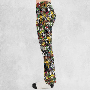 Super Mario Characters All In One Pattern Flare Leggings
