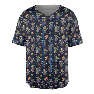Cute Baby Yoda Halloween Pattern Unisex Baseball Jersey