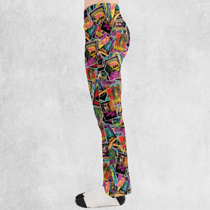 Multi Monster Pop Badges Flare Leggings