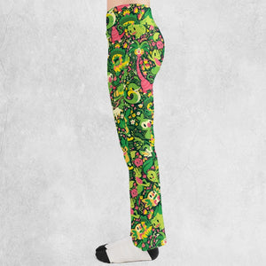 Grass Type Pokemon Pattern Flare Leggings