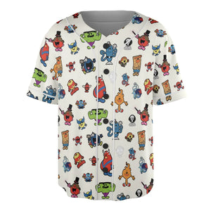Marvel Characters And Mr Men Pattern Unisex Baseball Jersey