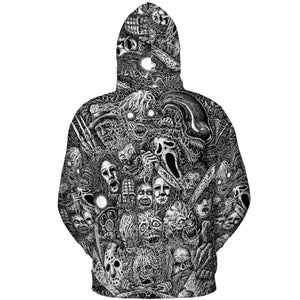 Horror Movie Assemblage Ghostface Xenomorph Pinhead Freddy Michael Myers All-over Print Hoodie