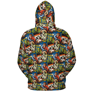 The Horror The Fright Dracula Frankenstein The Wolfman Monster Universal Pattern All-over Print Hoodie