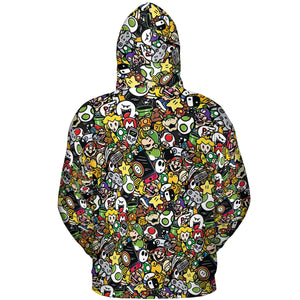 Super Mario Characters All In One Pattern All-over Print Hoodie