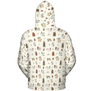 The Holy Grail Pattern Monty Python Button Down All-over Print Hoodie