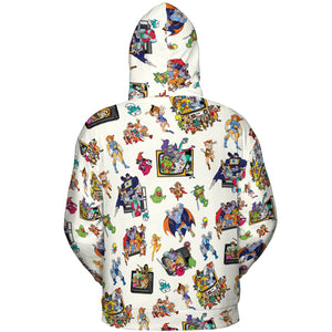 80s Famous Cartoon Characters Pattern All-over Print Hoodie